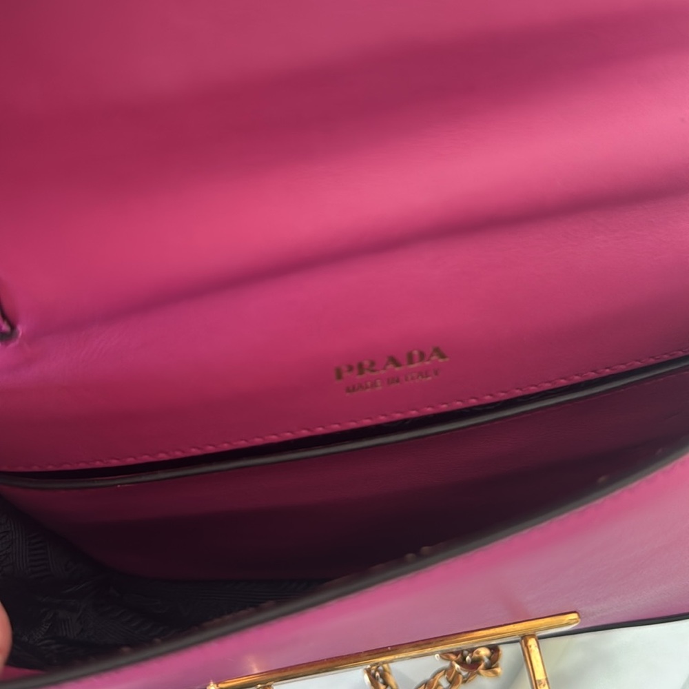 Prada City Calk Cahier Pink Black Leather Cross Body or Belt Bag + DUST BAG - Picture 11 of 14